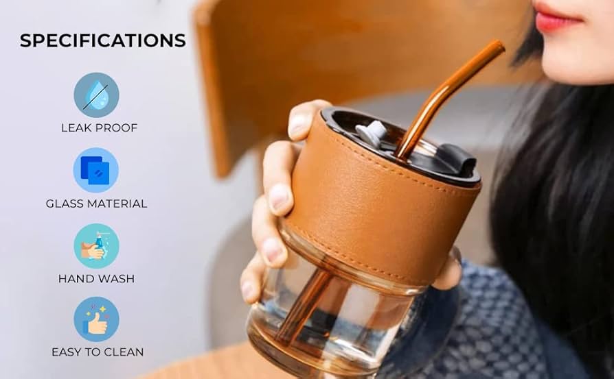 Leather Grip Glass Cup