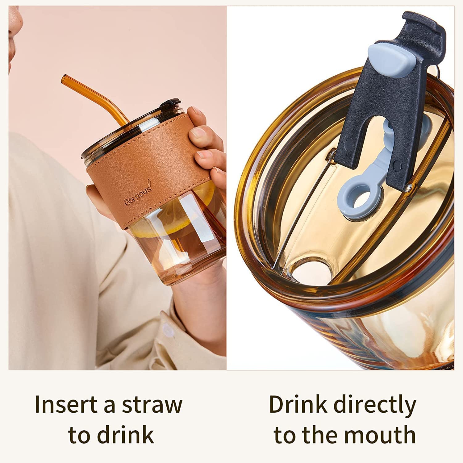 Leather Grip Glass Cup