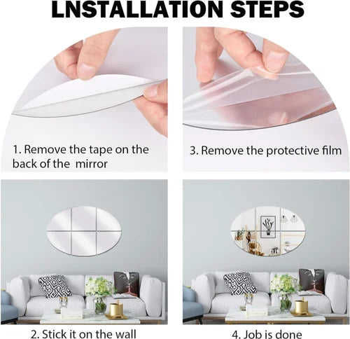 Oval Shape Wall Mirror Sticker